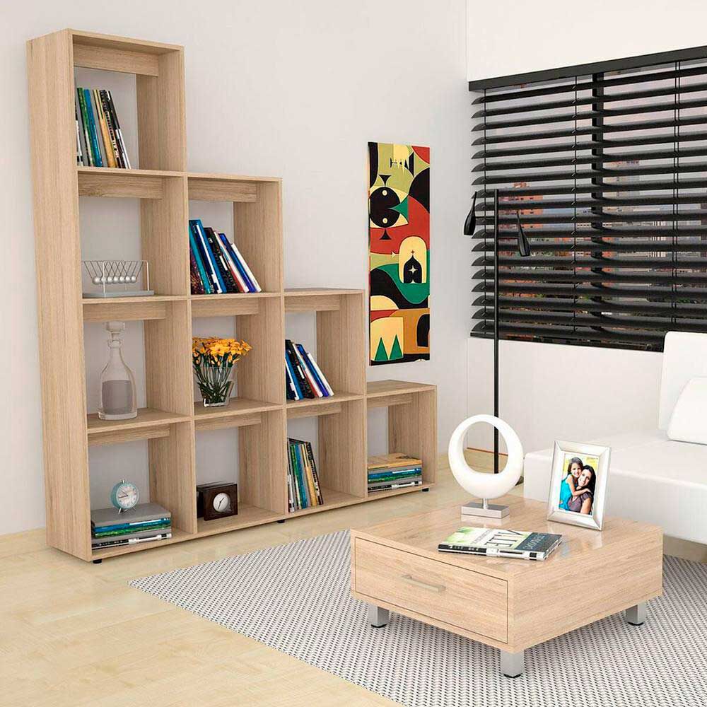 TUHOME Set Biblioteca Escalera Beijing + Mesa de Centro