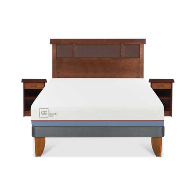 Imagen 1 del producto Cama Europea CIC 2 Plazas Excellence Plus + Respaldo + 2 Veladores Dublin Caramelo