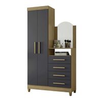 Cómoda Vekkahome Capri 4 Cajones 2 Puertas Negro Café