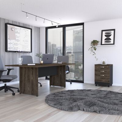 TUHOME Combo Oficina Mesa Reunión + Archivador 3 Cajones Negro TuHome Home Office
