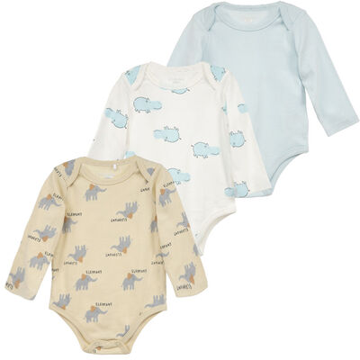 Imagen 1 del producto Pack 3 Body Manga Larga Chess Baby celeste, gris