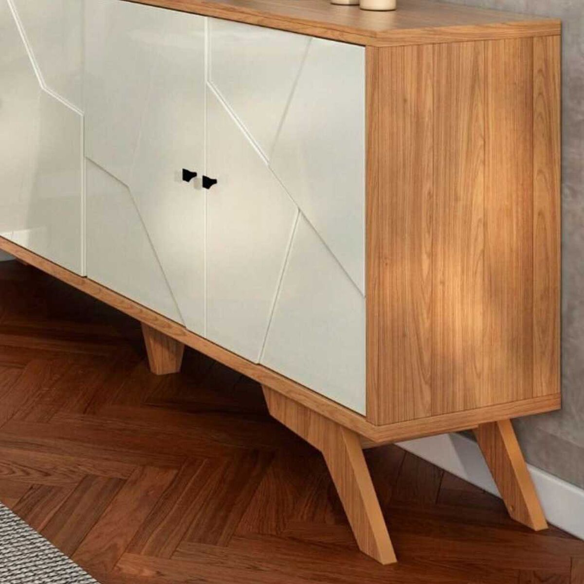 Rack TV Roca Santos Blanco Roble Hasta 75"