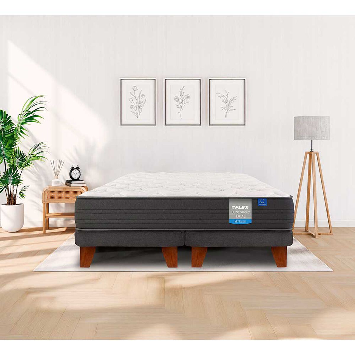 Cama Europea Flex 2 Plazas Europedic Dual + 2 Almohadas Royal
