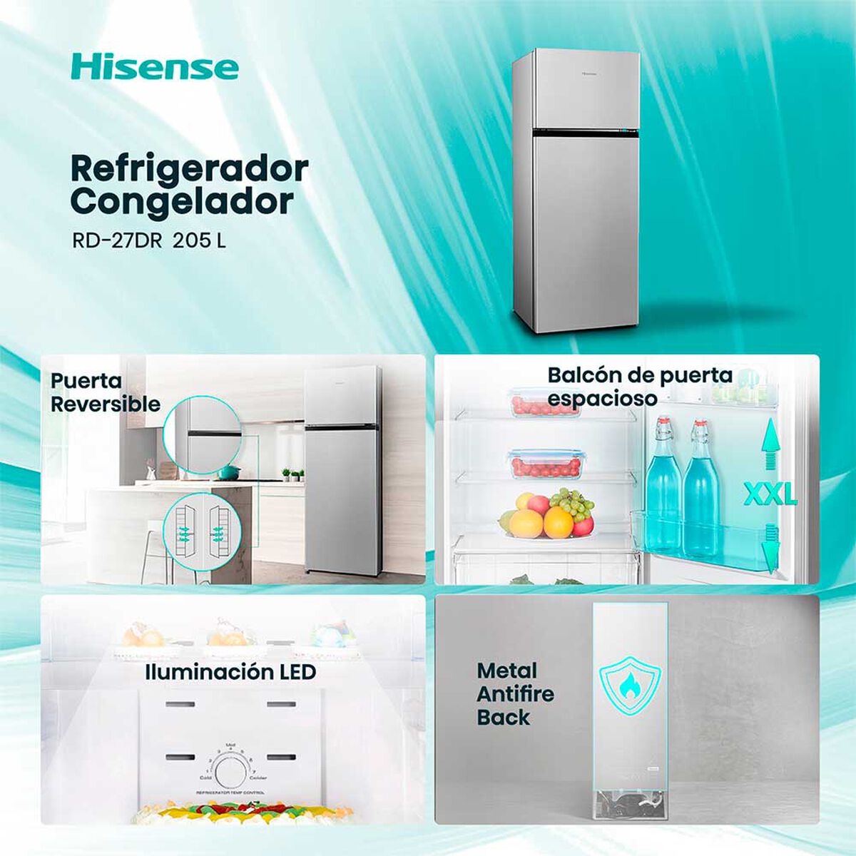 Refrigerador Fr&iacute;o Directo Hisense RD-27DR 205 lts.