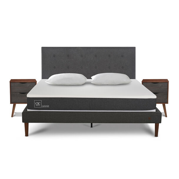 Cama Europea CIC 2 Plazas New Ortopedic + Respaldo Eufrates + 2 Veladores + Almohadas + Plumón