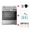 Combo Cocina a Gas Mademsa M 920 T 5 Quemadores + Set 2 Mugs Zibel MG-0476 Blanco Negro + Juego de Cubiertos Casanova K-1050 16 Piezas + Set 6 Utensilios de Cocina Casanova T4043-3A Negro