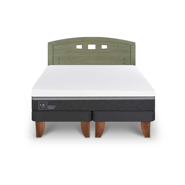Cama Europea CIC Base Dividida 2 Plazas Ortopedic Advance + Respaldo Gales Olivo