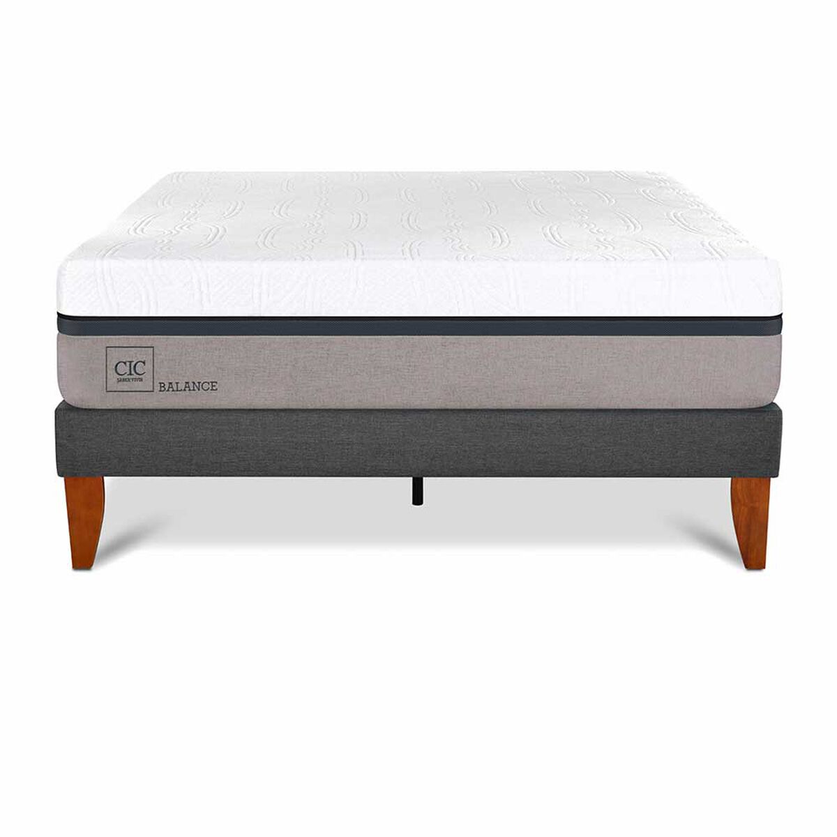 Combo Cama Europea CIC 2 Plazas Balance + C&oacute;moda Casanova Charlotte Nogal 8 Cajones