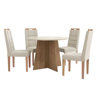 Imagen 1 del producto Juego de Comedor Yardas Capri 4 Sillas Off White