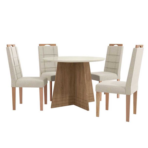 Juego de Comedor Yardas Capri 4 Sillas Off White
