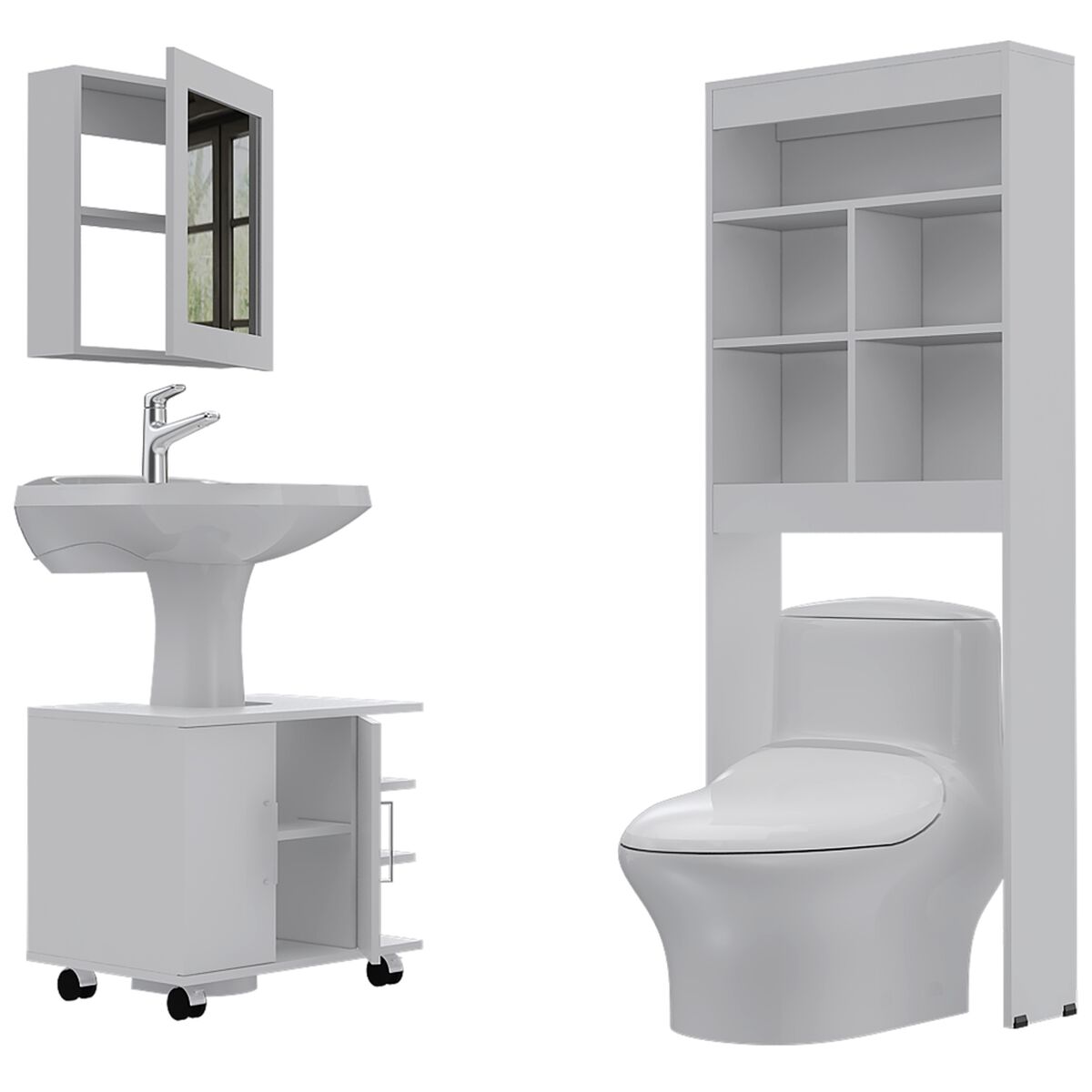 Mueble Lavamanos + Mueble Botiquín+Mueble Optimizador TuHome