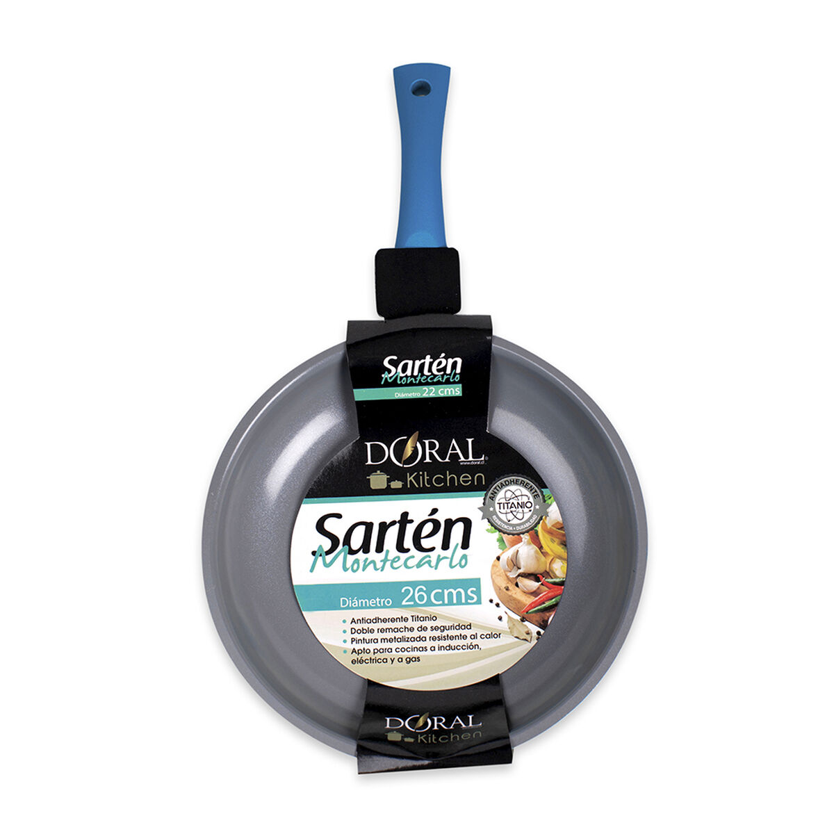Sartén Acero Inoxidable Doral Montecarlo 26 cm Azul