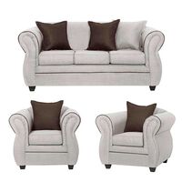 Juego de Living Black Factory Emili Sofá 3 Cuerpos + Dos Sillones 1 Cuerpo Crema