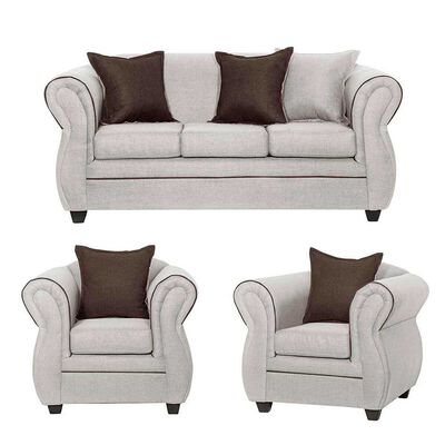 Juego de Living Black Factory Emili Sofá 3 Cuerpos + Dos Sillones 1 Cuerpo Crema