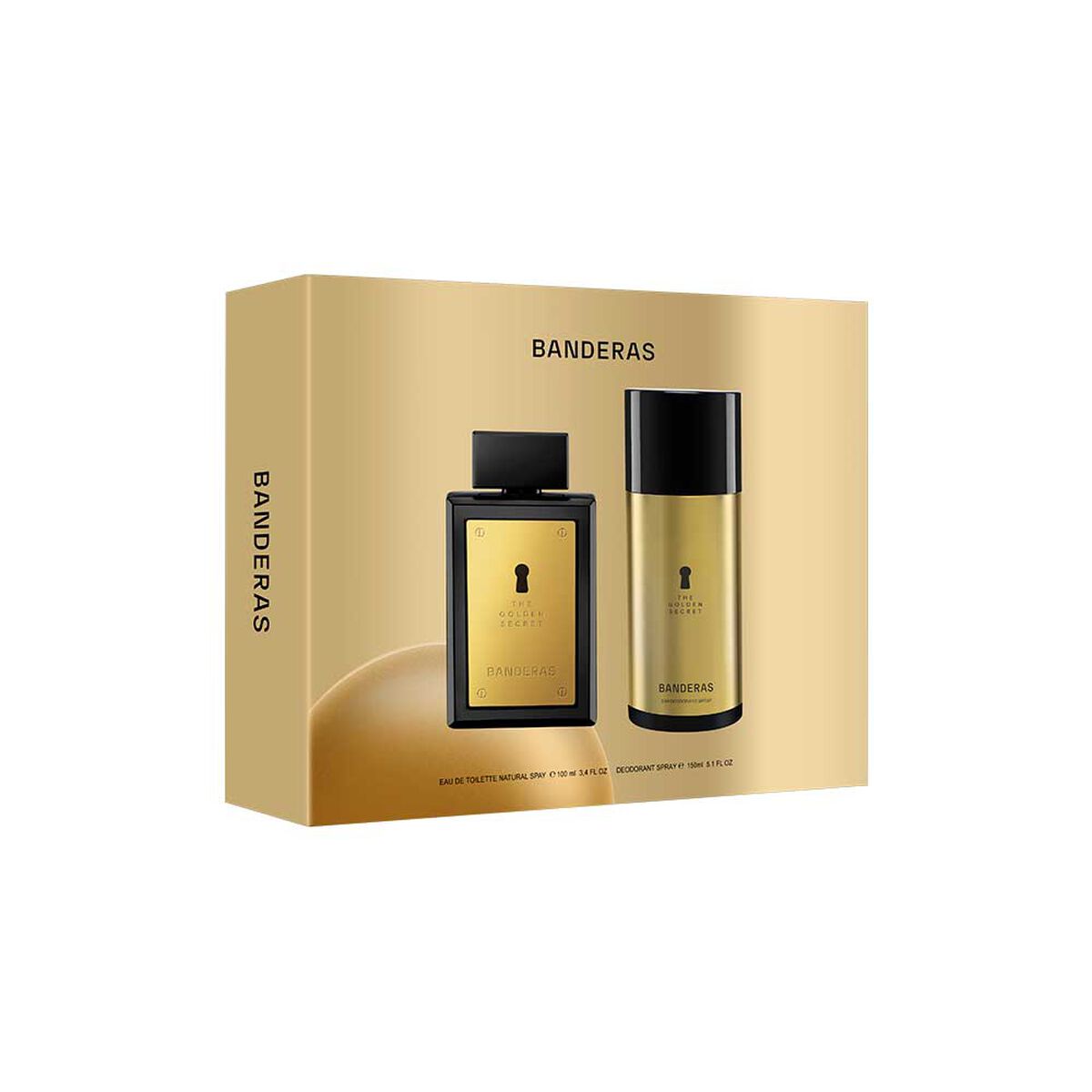 Set Perfume Antonio Banderas Hombre The Golden Secret Eau de Toilette 100 ml + 24h Desodorante Spray 150 ml