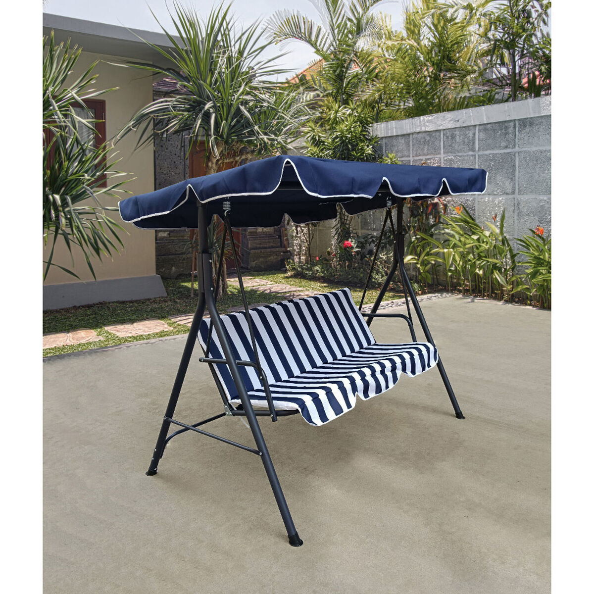 Sill&oacute;n Columpio de Terraza Casanova 3 Cuerpos Azul