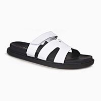 Sandalia Plana Mujer Icono Blanco, Negro, Plateado