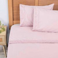 Juego de Sábanas Bordadas Plumetti King Rosado