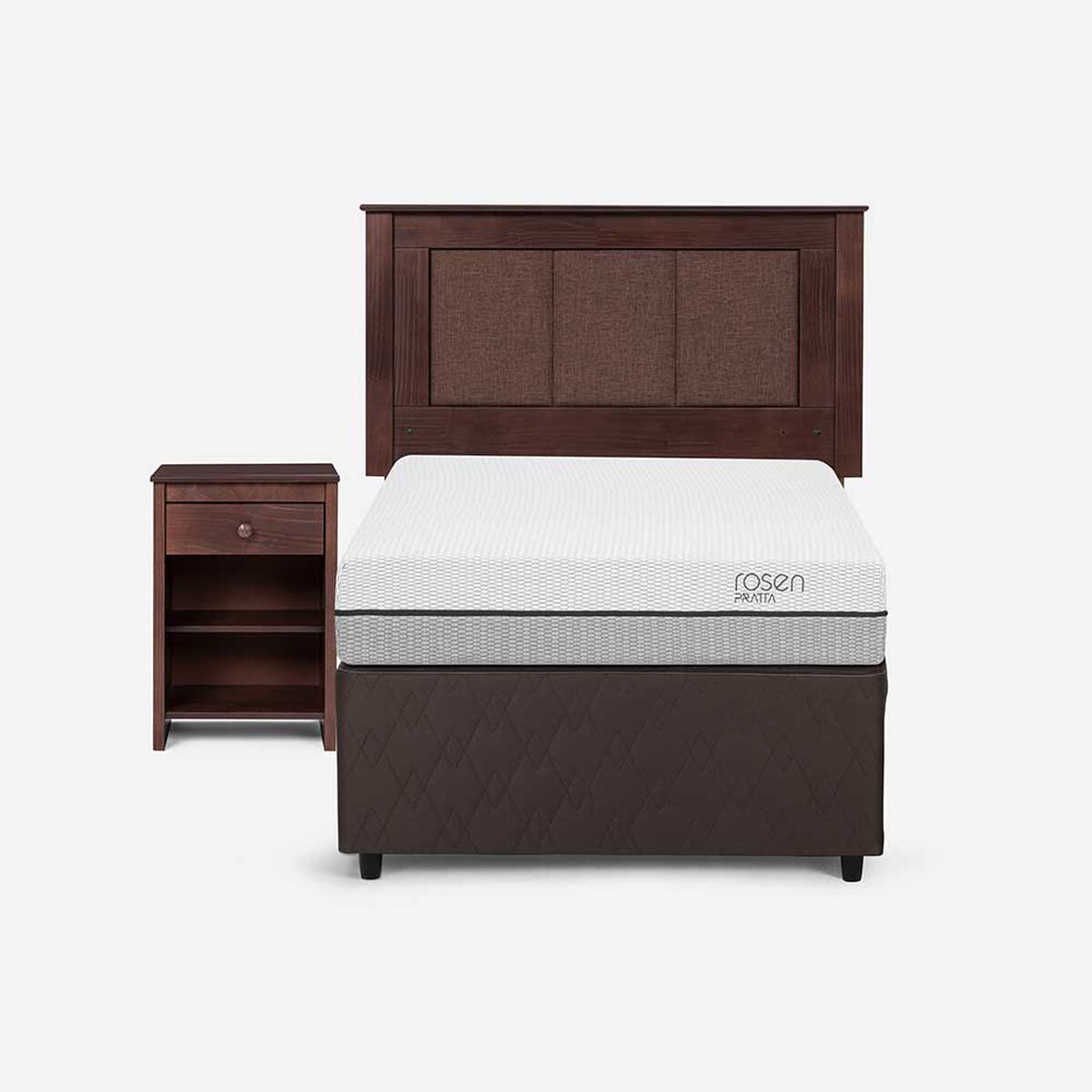 Cama Nido Rosen 1,5 Plazas Pratta + Respaldo + Velador Rachel