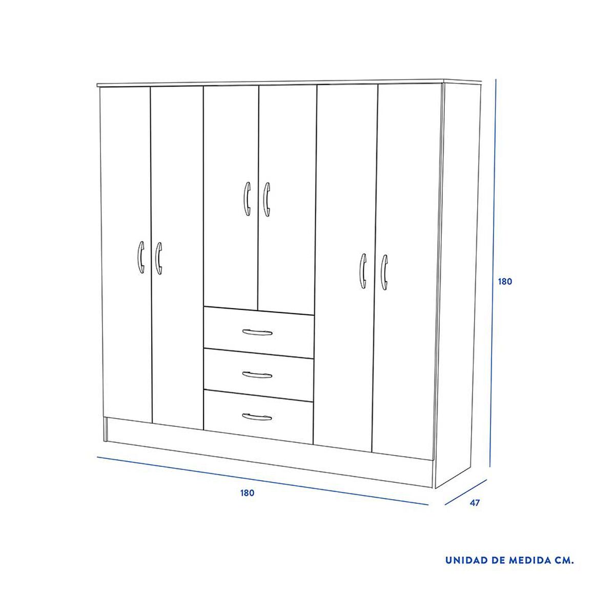 Clóset CIC Maipo Blanco 6 Puertas 3 Cajones