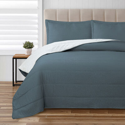 Quilt Valencia Dobby Full Liso Azul
