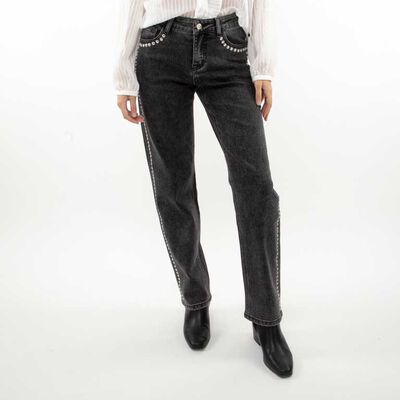 Jeans Apliques Mujer Zibel