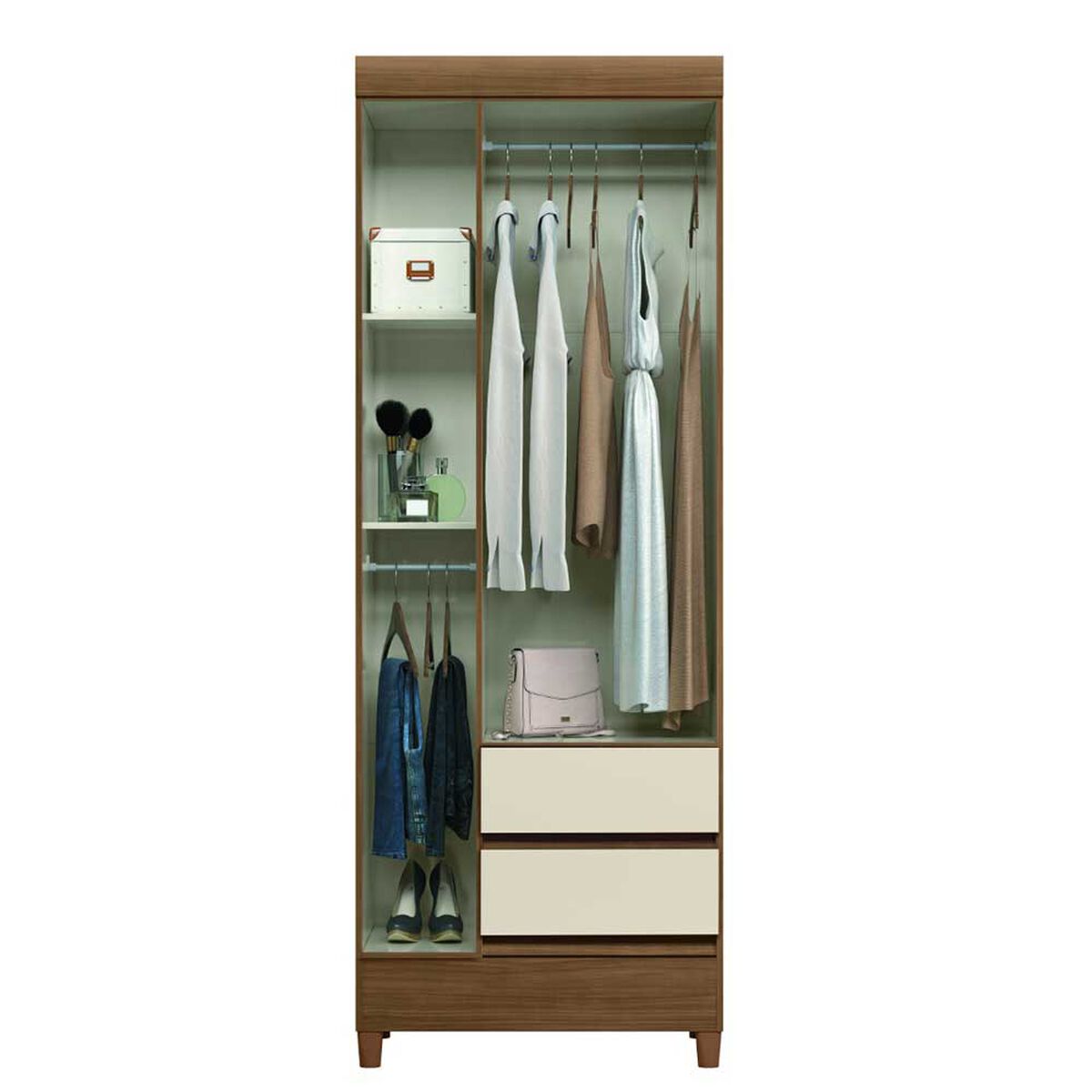 Clóset Casanova Fit 3 Puertas 2 Cajones Jequitiba Blanco