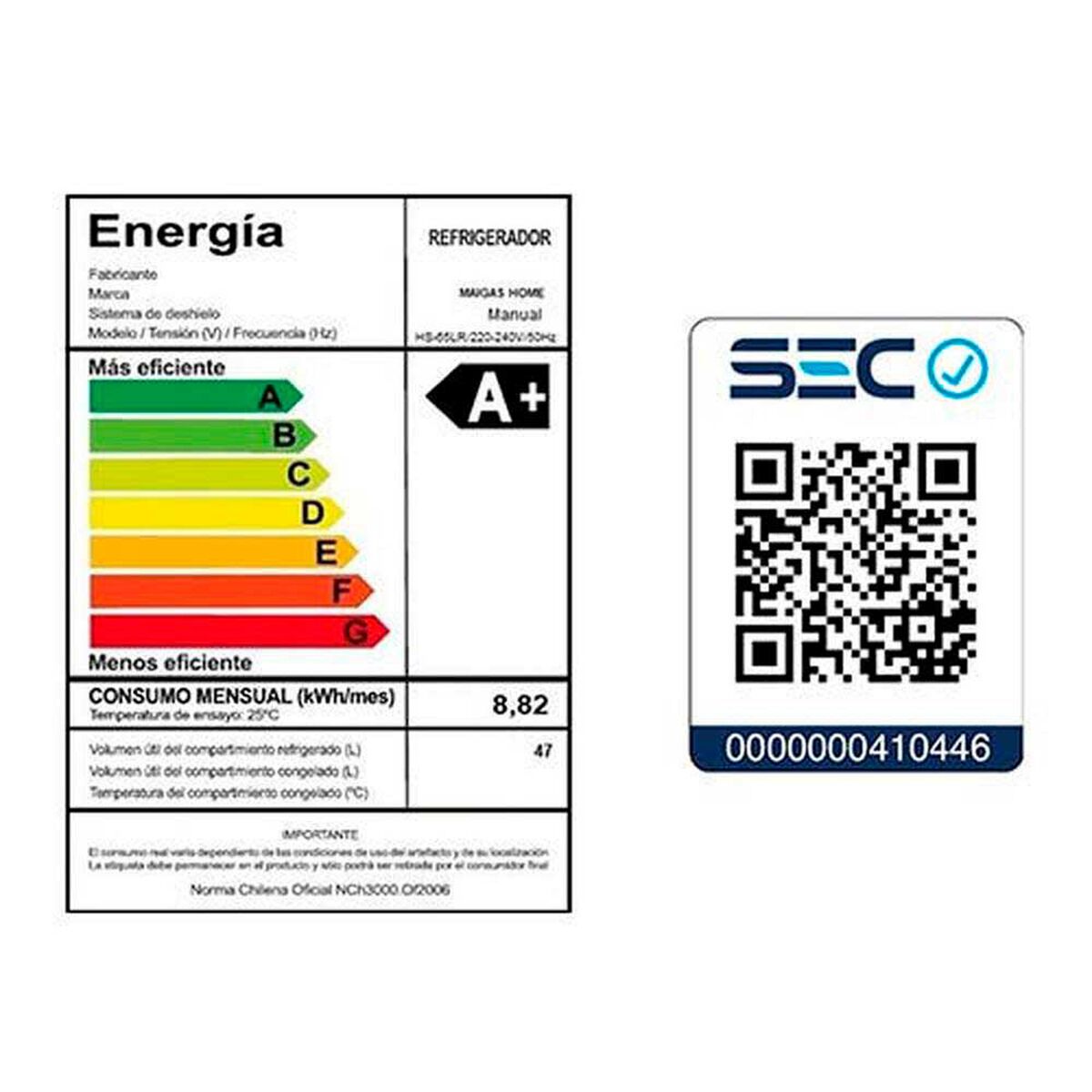 Frigobar Maigas HS-65LR 47 lts.