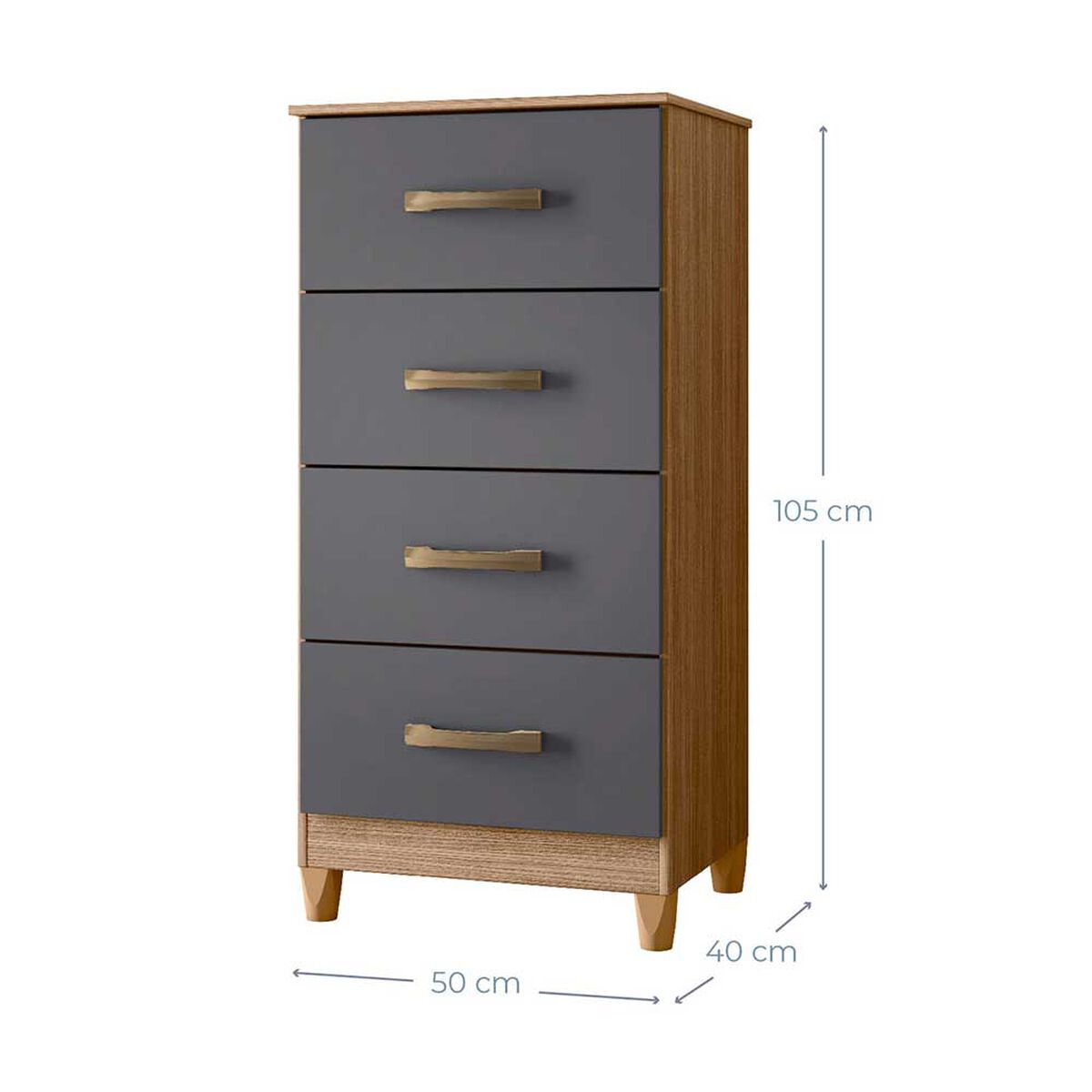 Combo Cl&oacute;set 4 Puertas 2 Cajones + C&oacute;moda 4 Cajones Vekkahome Mobi Gris