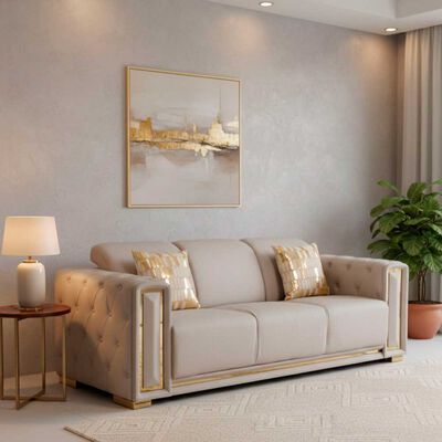Imagen 1 del producto Sofá Daniels 3 Cuerpos Beige Dorado