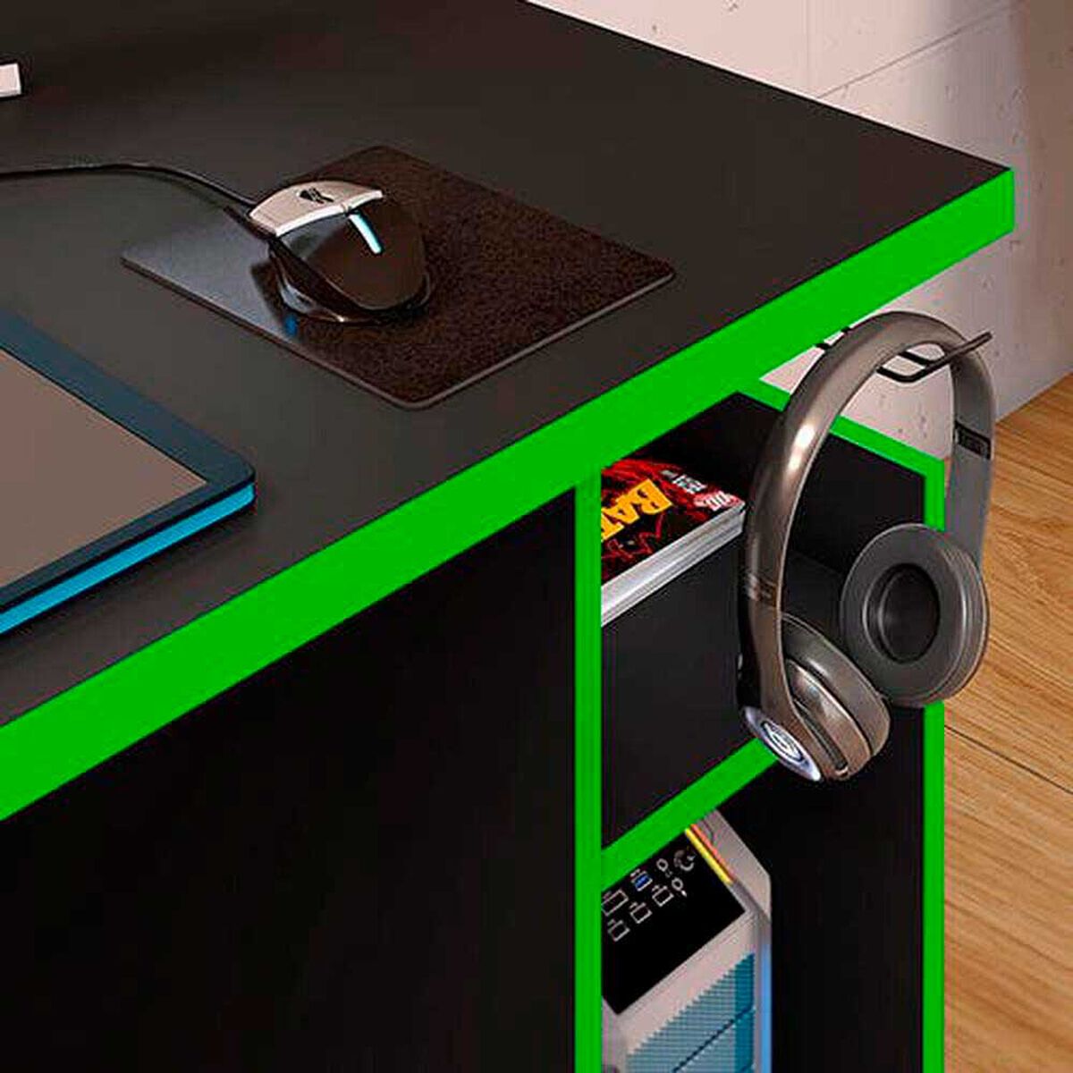 Escritorio Gamer Home Mobili Luigi Negro Verde