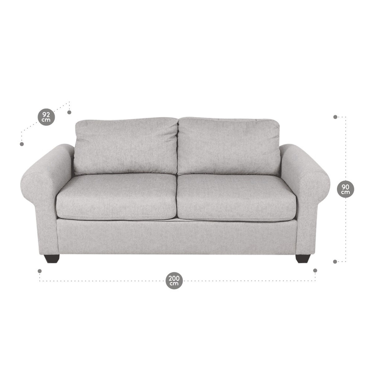 Sofá Cama Tela Rosen Louise 3 Cuerpos Ceniza
