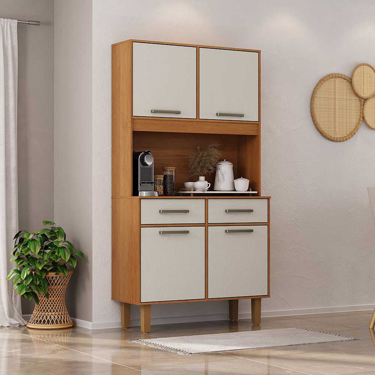 Mueble de Cocina Casanova Borja 4 Puertas 2 Cajones Blanco Café