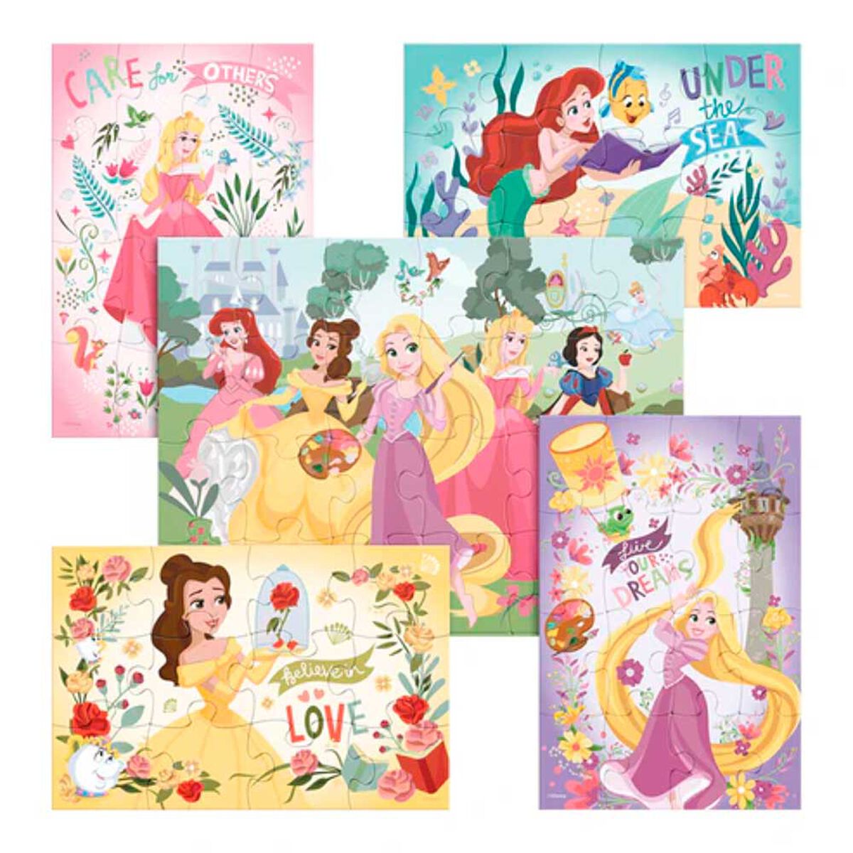 Puzzle de Madera 5 en 1 Princesas Disney