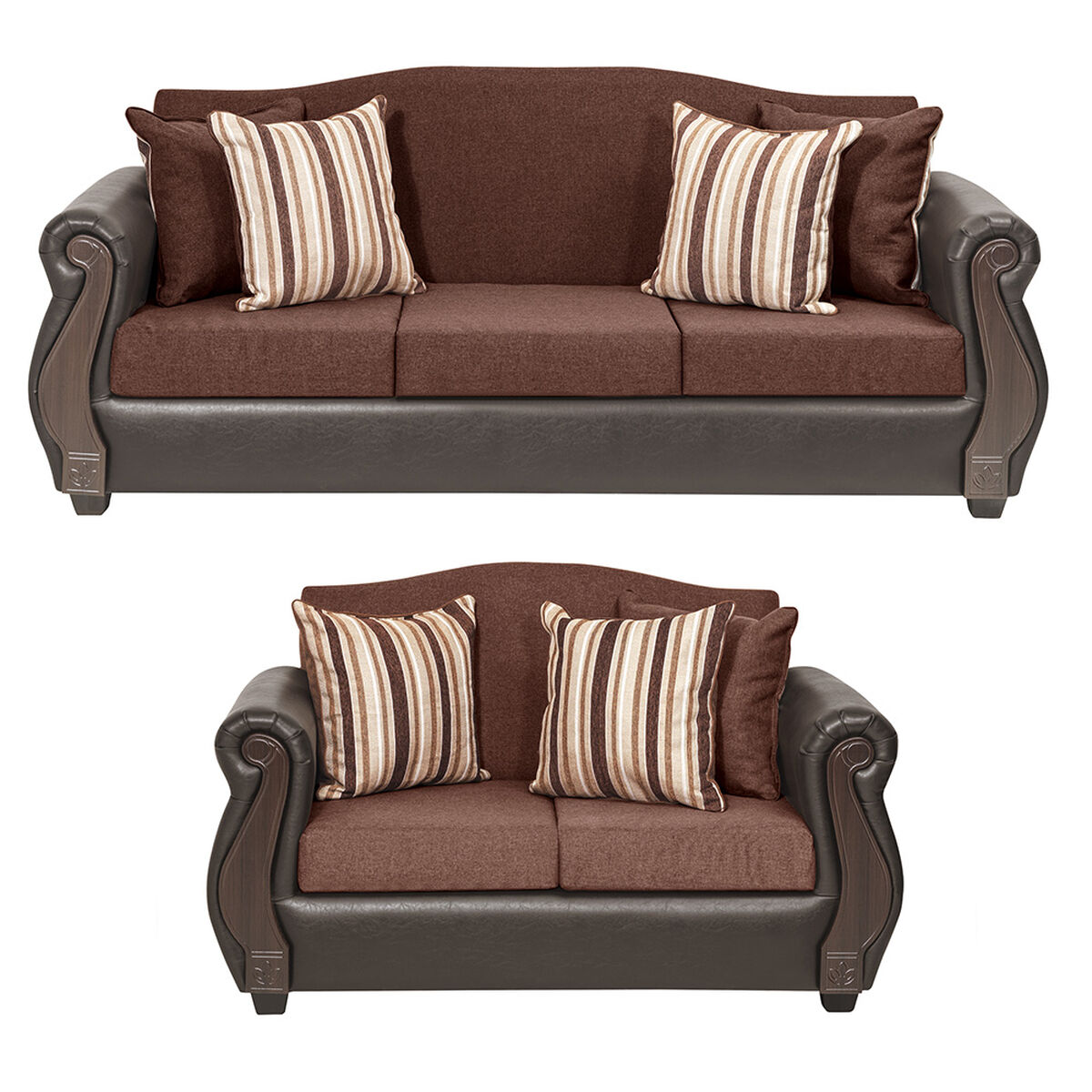 Juego de Living Innovamuebles New Bugambilia Sofá 3 Cuerpos + Sofá 2 Cuerpos Chocolate