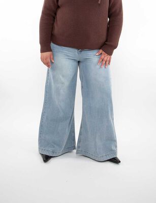 Imagen 1 del producto Jeans Wide Led Mujer Extralindas Celeste