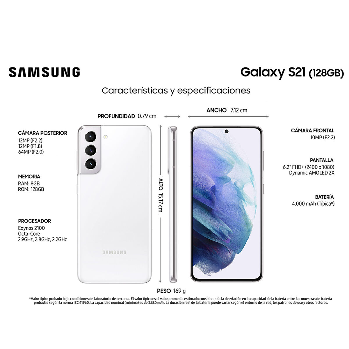 Celular Samsung Galaxy S21 128GB 6,2" Phantom White Liberado
