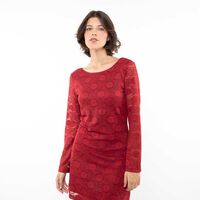 Vestido Corto Manga Larga Mujer Zibel Burdeo