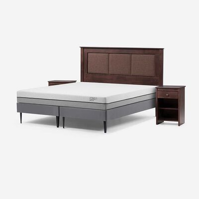 Imagen 2 del producto Cama Europea Rosen Base Dividida 2 Plazas Pratta + Respaldo + 2 Veladores