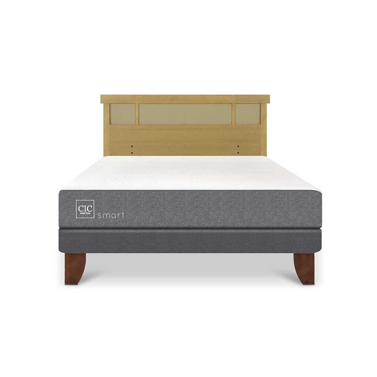 Cama Europea CIC 2 Plazas Smart + Respaldo Dublin Mostaza