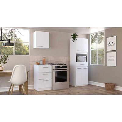 Imagen 1 del producto Combo Mueble Superior + Mueble Microondas + Mueble Inferior TuHome Manchester Blanco
