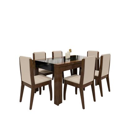 Imagen 2 del producto Juego de Comedor Decocasa Lorenzi 6 Sillas Nogal Negro Beige