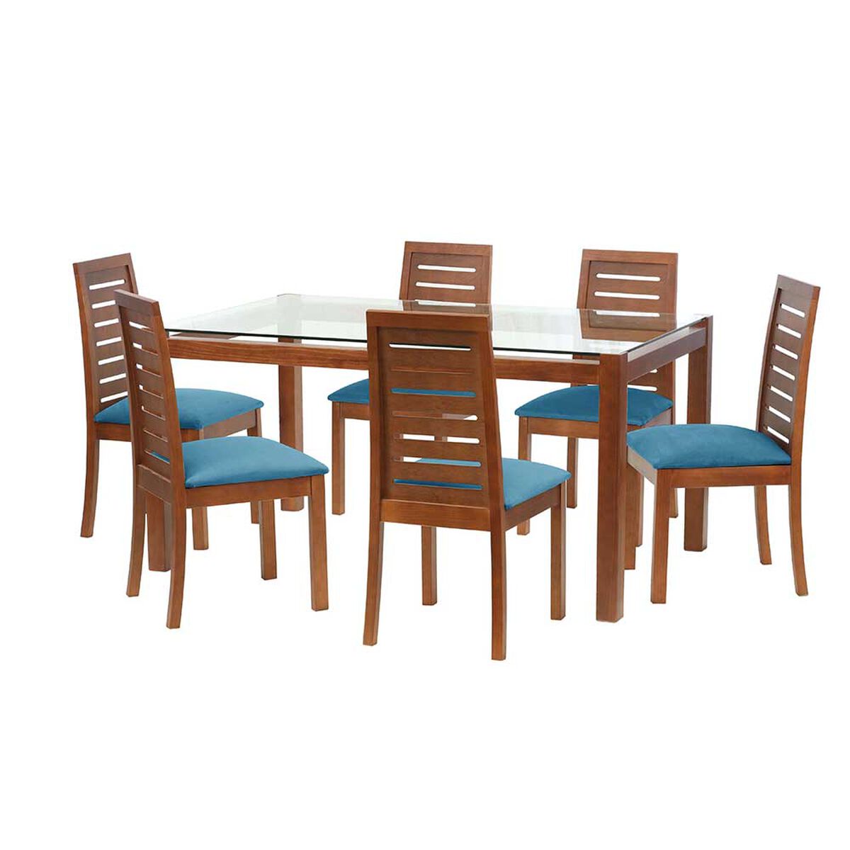 Juego de Comedor Latam Home Barcelona 6 Sillas Azul Petroleo