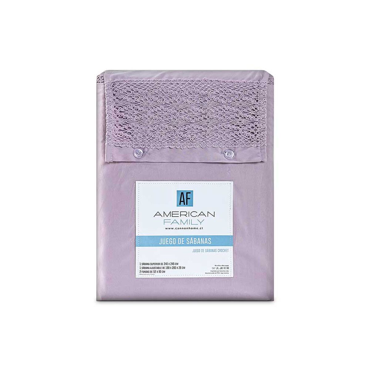 Juego de Sábanas American Family King Crochet Malva