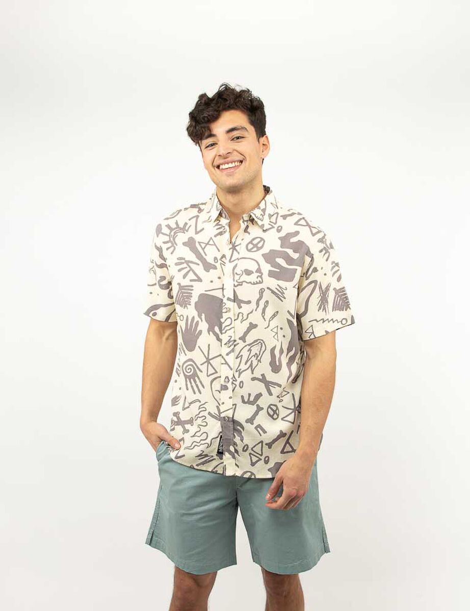Camisa Estampada Manga Corta Hombre Icono