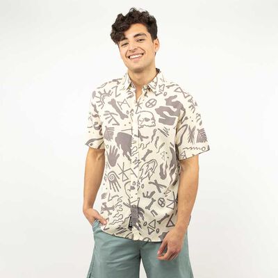 Camisa Estampada Manga Corta Hombre Icono