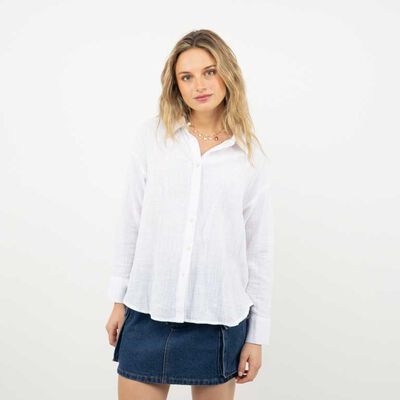 Blusa Manga larga Mujer Icono Blanco, Celeste, Negro, Rojo
