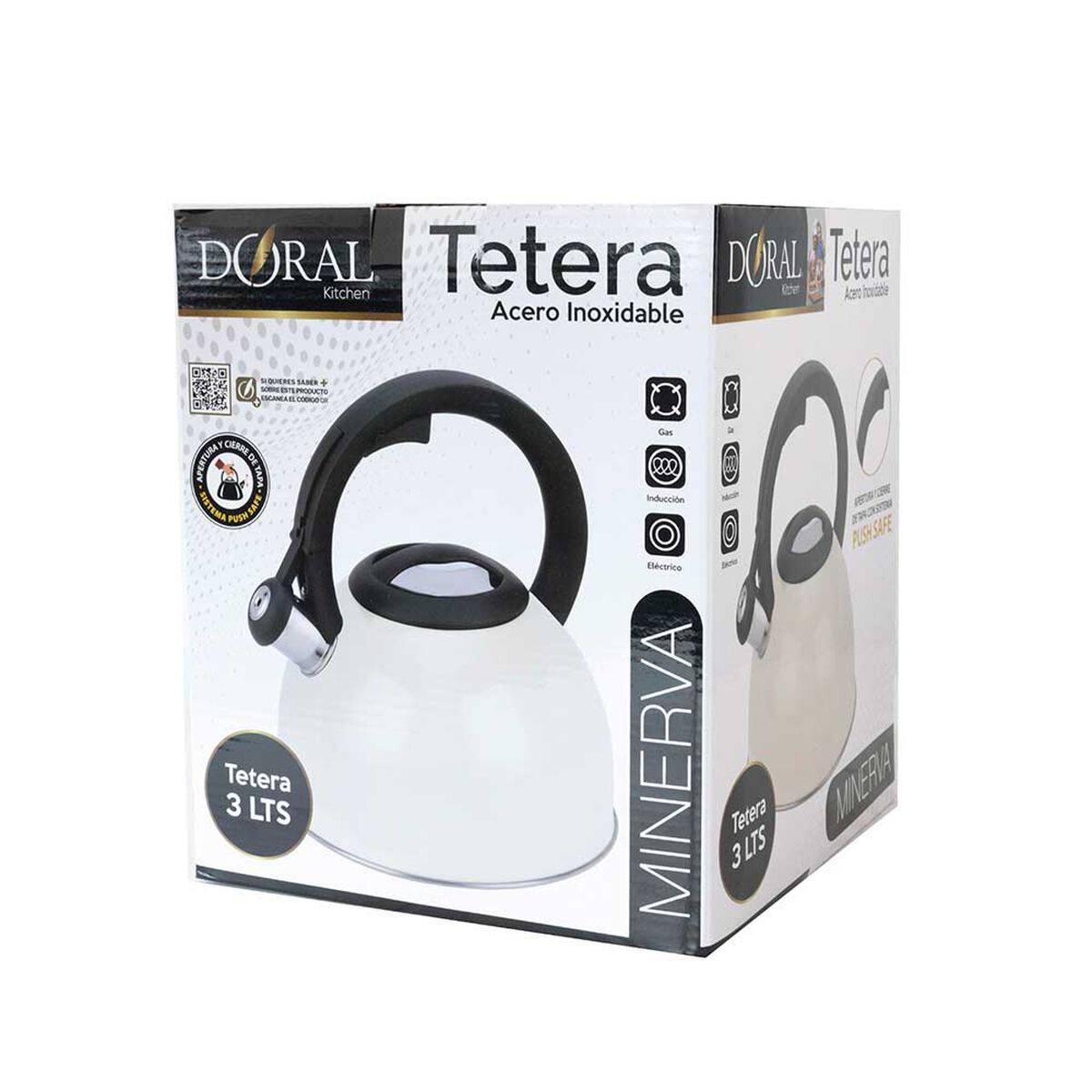 Tetera Acero Inox. Doral Minerva 3 Lts Marfil