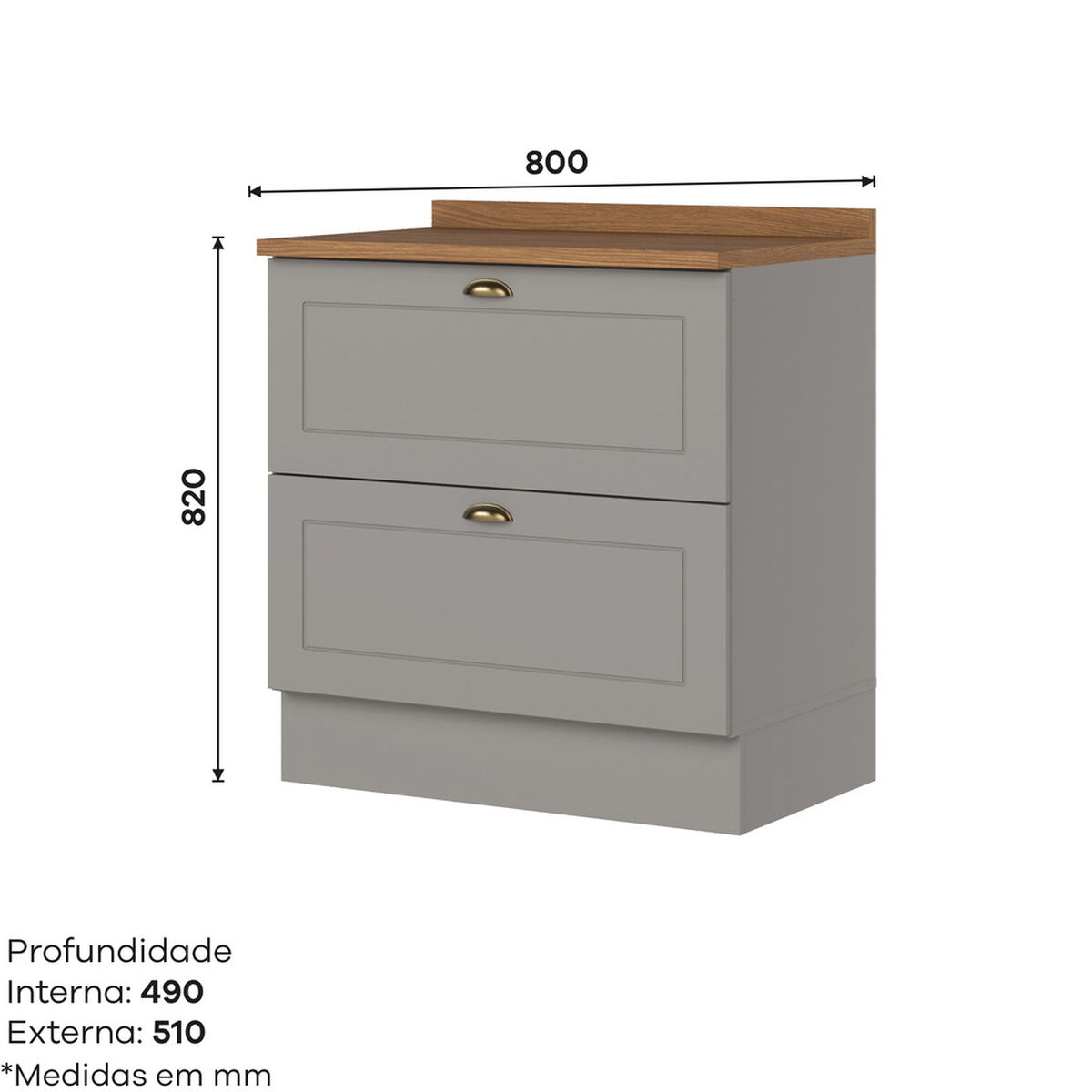 Modulo Bajo Home Mobili Americana 2 Cajones Gris