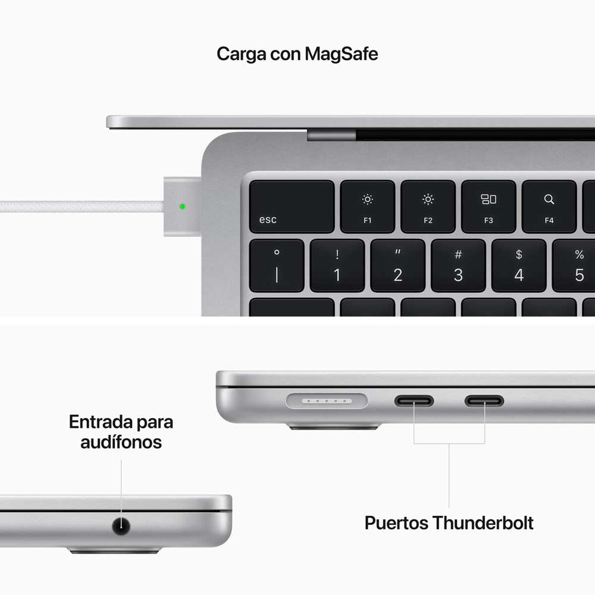 Notebook Apple Macbook Air MC7V4CI/A Chip M2 16GB 256GB SSD 13,6" Plata